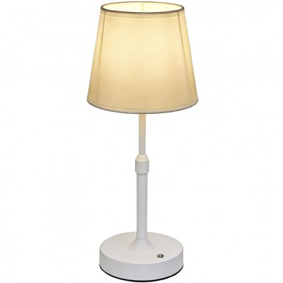 Επαναφορτιζόμενο Πορτατίφ LED 3W Θερμό Φως Dimmable Μεταλλικό Λευκό με Υφασμάτινο Καπέλο 955TL2525N6WH